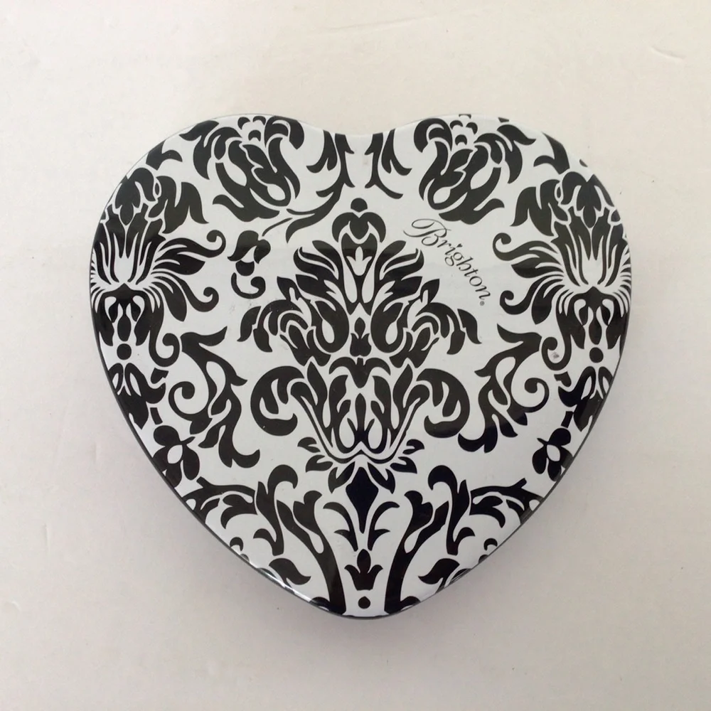 BRIGHTON LARGE BLACK WHITE JEWELRY TIN LARGE SIZE